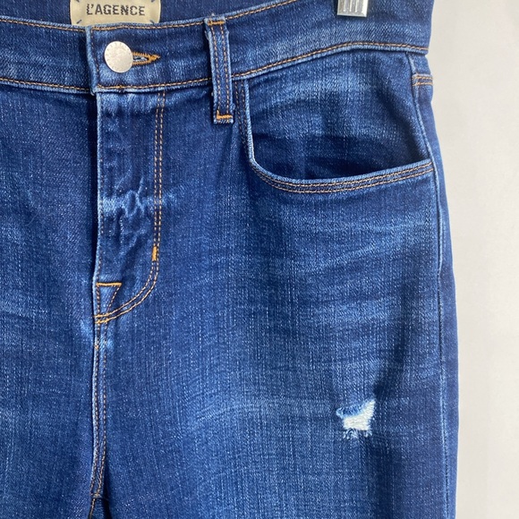 L’Agence Shane Distressed Slouchy Straight Jeans High Rise Medium Wash Size 26 - Picture 6 of 11
